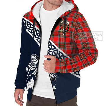 Binning Tartan Sherpa Hoodie Featuring Thistle and Scotland Map - Tartan Vibes Clothing