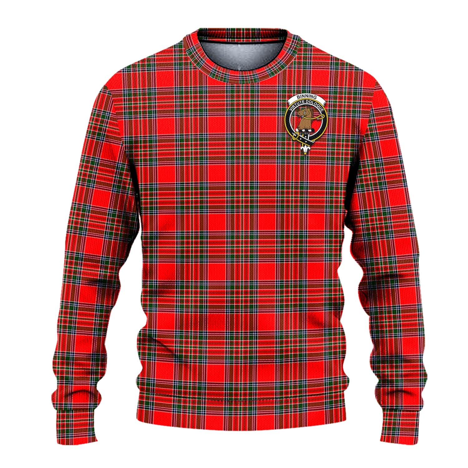 Binning Tartan Ugly Sweater with Family Crest - Tartan Vibes Clothing