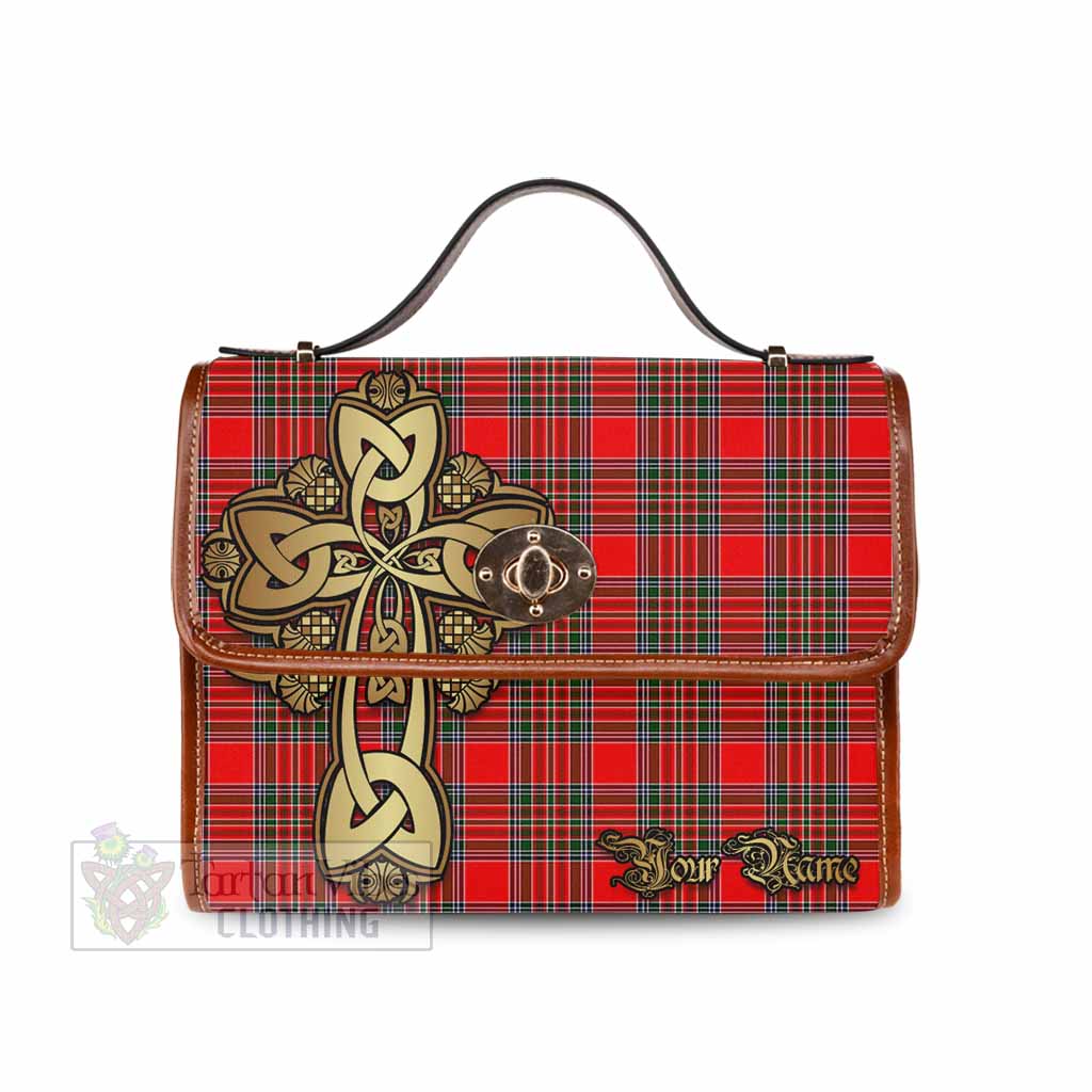 Tartan Vibes Clothing Binning Tartan Waterproof Canvas Bag Golden Thistle Celtic Cross Style