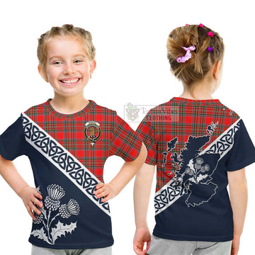 Binning Tartan Kid T-Shirt Featuring Thistle and Scotland Map - Tartan Vibes Clothing