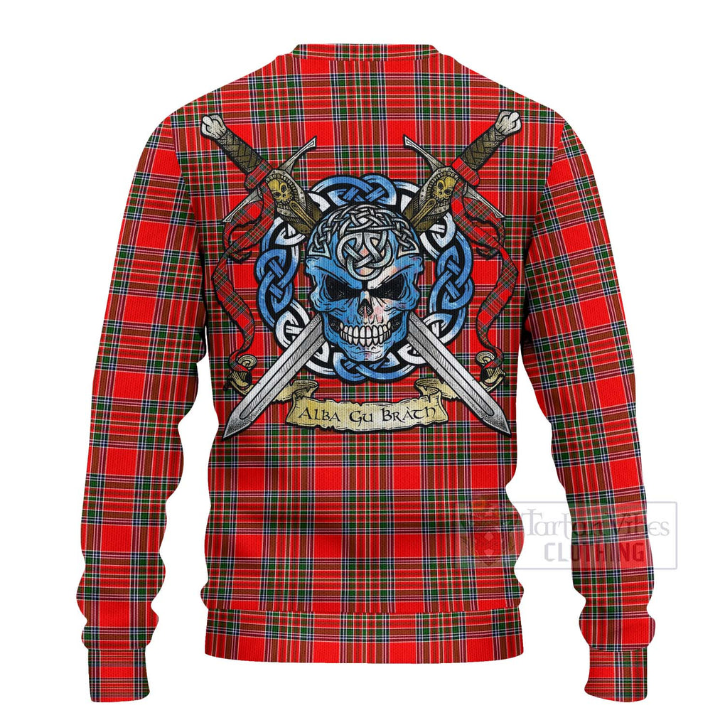 Binning Tartan Ugly Sweater with Family Crest Celtic Skull Style - Tartan Vibes Clothing