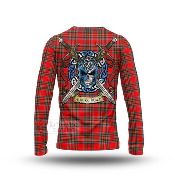 Binning Tartan Long Sleeve T-Shirt with Family Crest Celtic Skull Style - Tartan Vibes Clothing