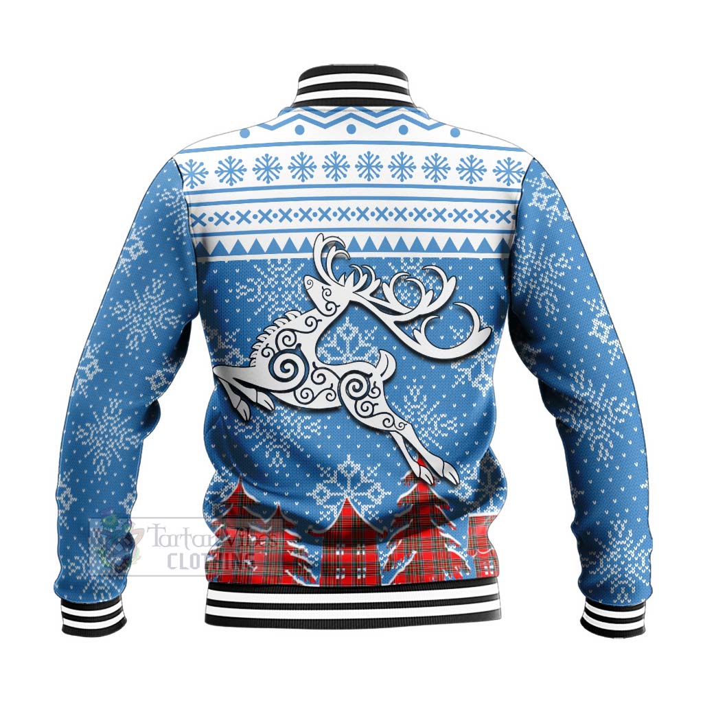 Binning Clan Christmas Baseball Jacket Celtic Reindeer Style - Tartan Vibes Clothing