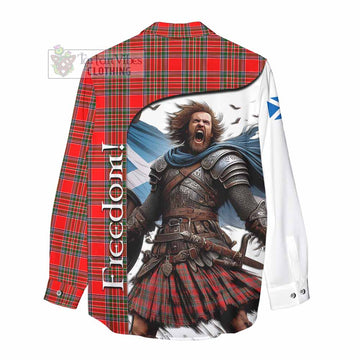 Binning Crest Tartan Women's Casual Shirt Inspired by the Freedom of Scottish Warrior - Tartan Vibes Clothing