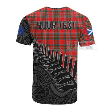 Binning Crest Tartan Cotton T-shirt with New Zealand Silver Fern Half Style - Tartan Vibes Clothing