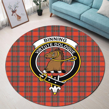 Binning Tartan Round Rug with Family Crest - Tartan Vibes Clothing