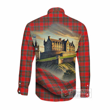 Tartan Vibes Clothing Binning Tartan Family Crest Long Sleeve Button Shirt with Scottish Ancient Castle Style