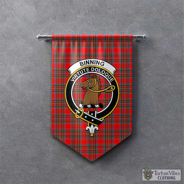 Binning Tartan Gonfalon, Tartan Banner with Family Crest - Tartan Vibes Clothing