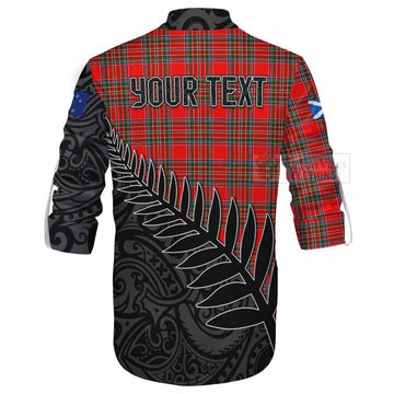 Binning Crest Tartan Ghillie Kilt Shirt with New Zealand Silver Fern Half Style - Tartan Vibes Clothing