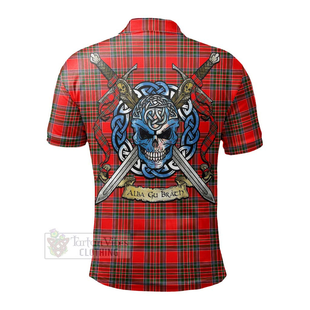 Binning Tartan Polo Shirt with Family Crest Celtic Skull Style - Tartan Vibes Clothing