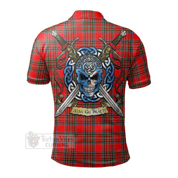 Binning Tartan Polo Shirt with Family Crest Celtic Skull Style - Tartan Vibes Clothing