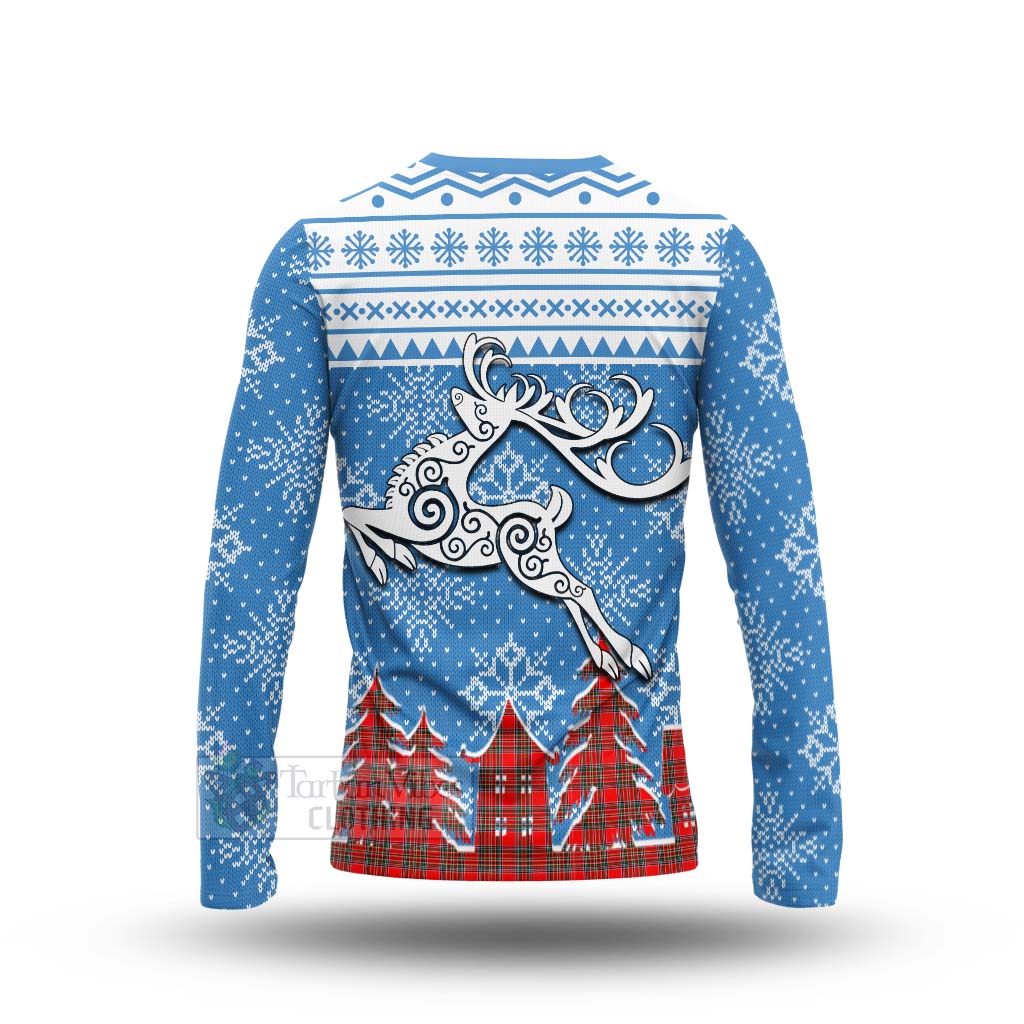 Binning Clan Christmas Long Sleeve T-Shirt Celtic Reindeer Style - Tartan Vibes Clothing
