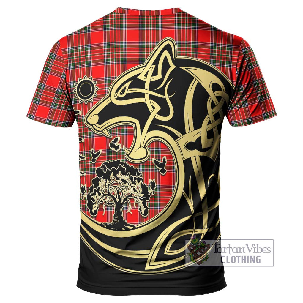Binning Tartan T-Shirt with Family Crest Celtic Wolf Style - Tartan Vibes Clothing