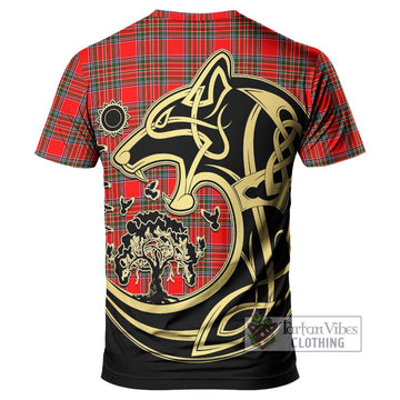 Binning Tartan T-Shirt with Family Crest Celtic Wolf Style - Tartan Vibes Clothing
