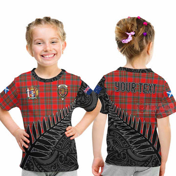 Binning Crest Tartan Kid T-Shirt with New Zealand Silver Fern Half Style - Tartan Vibes Clothing