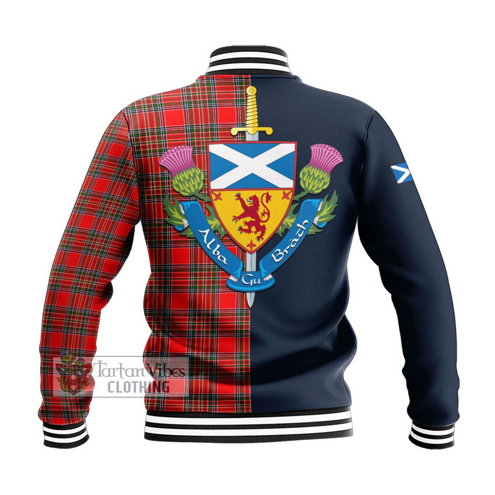 Binning Tartan Baseball Jacket Alba with Scottish Lion Royal Arm Half Style - Tartan Vibes Clothing