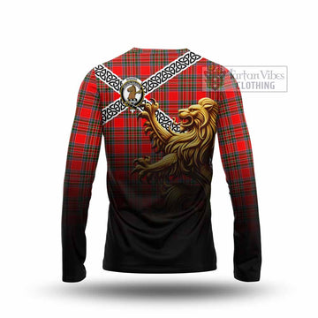 Binning Crest Tartan Long Sleeve T-Shirt with Golden Lion Emblem Celtic Style - Tartan Vibes Clothing