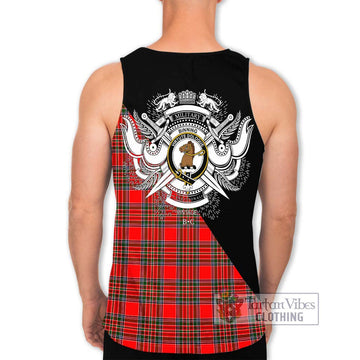 Binning Tartan Men's Tank Top with Family Crest and Military Logo Style - Tartan Vibes Clothing