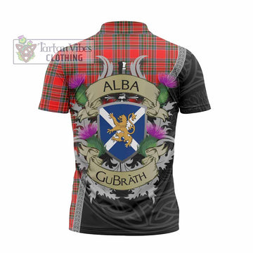 Binning Tartan Family Crest Zipper Polo Shirt Lion Rampant Royal Thistle Shield Celtic Inspired - Tartan Vibes Clothing