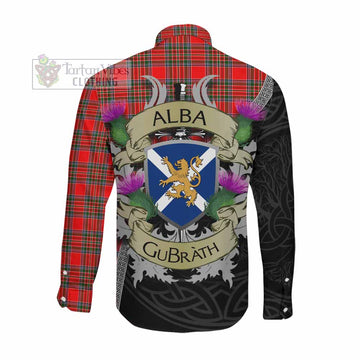 Binning Tartan Family Crest Long Sleeve Button Shirt Lion Rampant Royal Thistle Shield Celtic Inspired Men's Shirt - Tartan Vibes Clothing