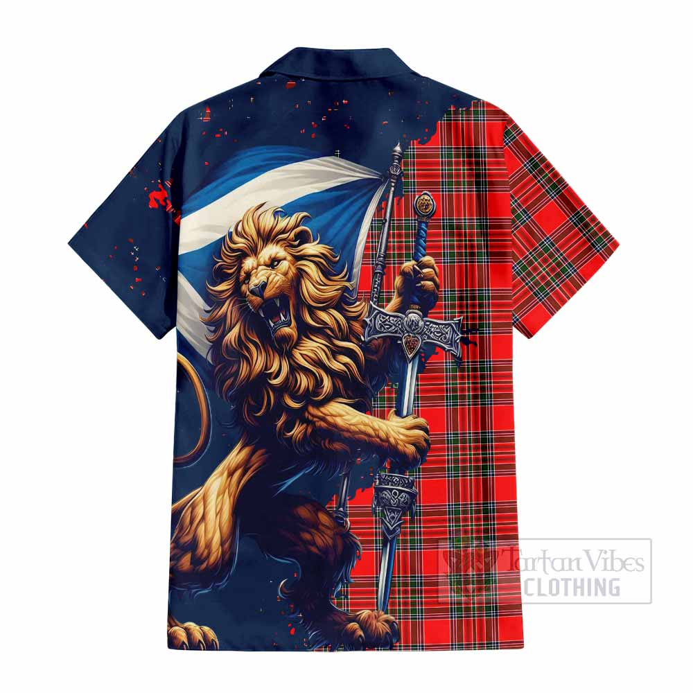 Binning Tartan Family Crest Hawaiian Shirt with Scottish Majestic Lion - Tartan Vibes Clothing