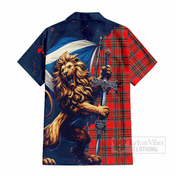 Binning Tartan Family Crest Hawaiian Shirt with Scottish Majestic Lion - Tartan Vibes Clothing