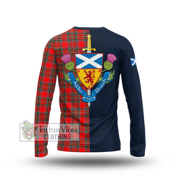 Binning Tartan Long Sleeve T-Shirt Alba with Scottish Lion Royal Arm Half Style - Tartan Vibes Clothing