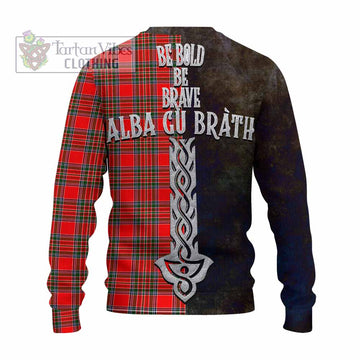 Binning Tartan Family Crest Knitted Sweater Alba Gu Brath Be Brave Lion Ancient Style - Tartan Vibes Clothing