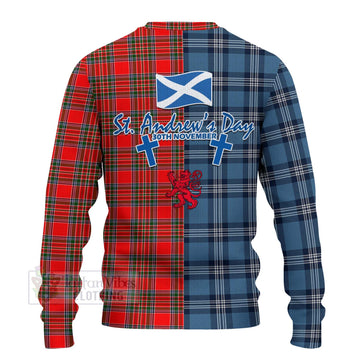 Binning Tartan Knitted Sweater Happy St. Andrew's Day Half Tartan Style - Tartan Vibes Clothing