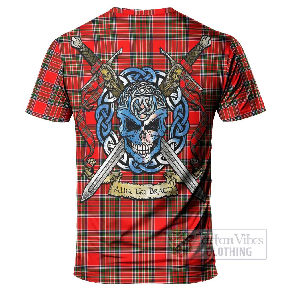 Binning Tartan T-Shirt with Family Crest Celtic Skull Style - Tartan Vibes Clothing