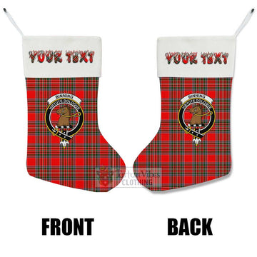 Binning Tartan Family Crest Christmas Stocking with Personalized Text - Tartan Vibes Clothing