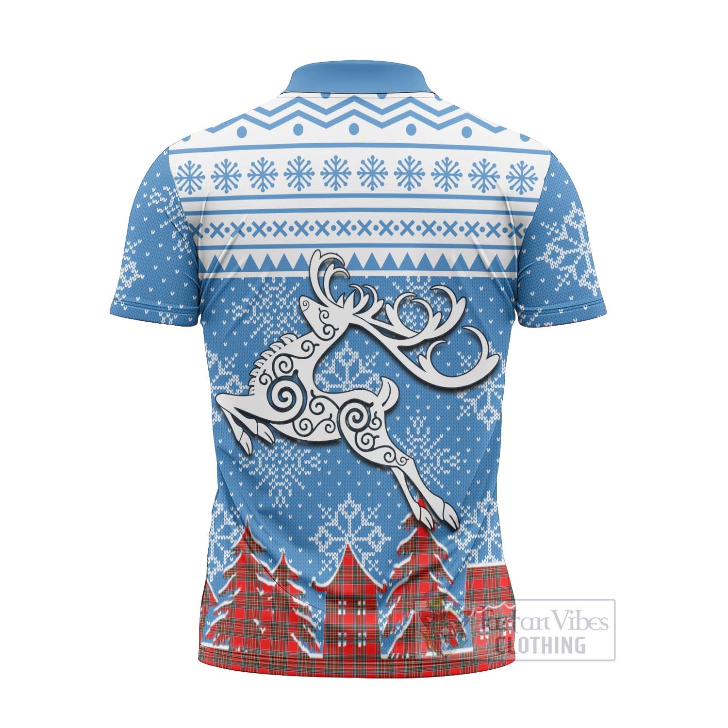 Binning Clan Christmas Zipper Polo Shirt Celtic Reindeer Style - Tartan Vibes Clothing