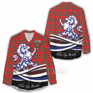 Binning Tartan Women's Casual Shirt with Alba Gu Brath Regal Lion Emblem - Tartan Vibes Clothing