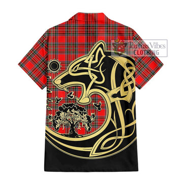 Binning Tartan Hawaiian Shirt with Family Crest Celtic Wolf Style - Tartan Vibes Clothing