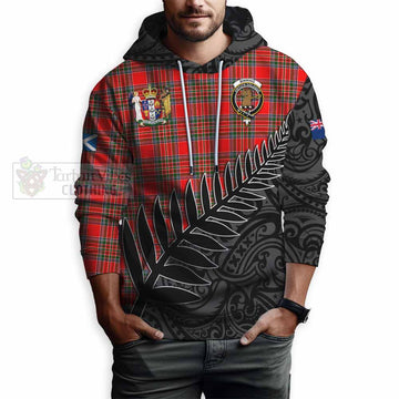 Binning Crest Tartan Hoodie with New Zealand Silver Fern Half Style - Tartan Vibes Clothing
