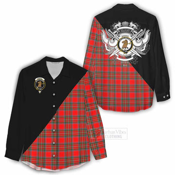 Binning Tartan Women's Casual Shirt with Family Crest and Military Logo Style - Tartan Vibes Clothing