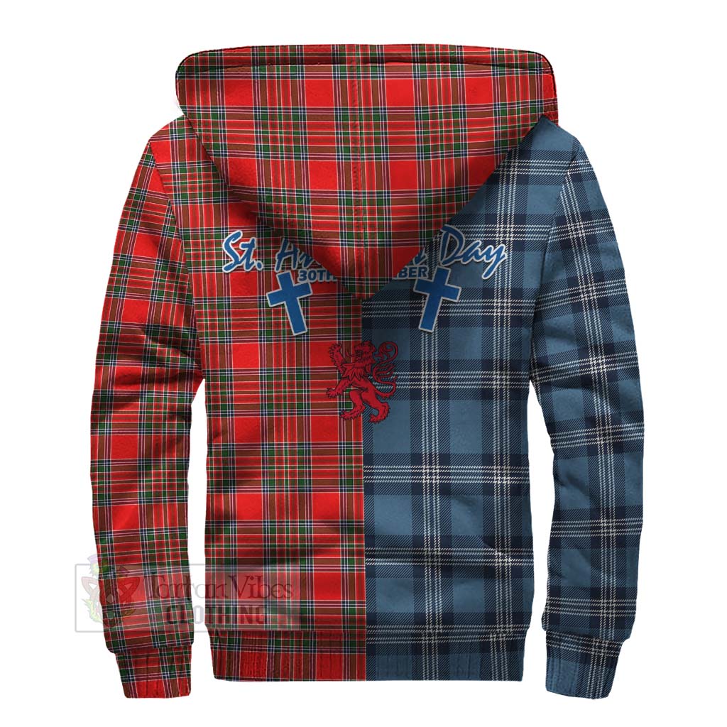 Binning Tartan Sherpa Hoodie Happy St. Andrew's Day Half Tartan Style - Tartan Vibes Clothing