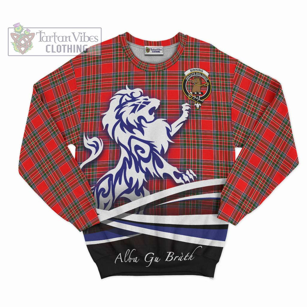 Binning Tartan Sweatshirt with Alba Gu Brath Regal Lion Emblem - Tartan Vibes Clothing