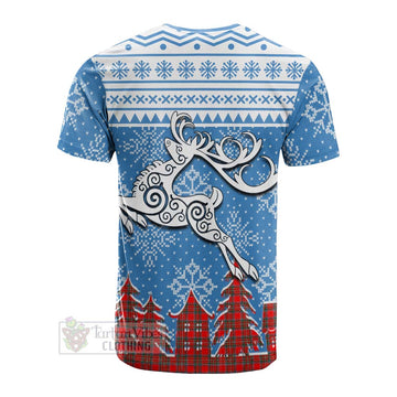 Binning Clan Christmas Cotton T-shirt Celtic Reindeer Style - Tartan Vibes Clothing