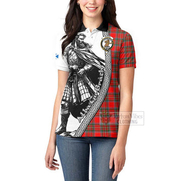 Binning Tartan Clan Crest Women's Polo Shirt with Highlander Warrior Celtic Style - Tartan Vibes Clothing
