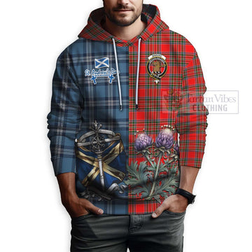 Binning Tartan Hoodie Happy St. Andrew's Day Half Tartan Style - Tartan Vibes Clothing