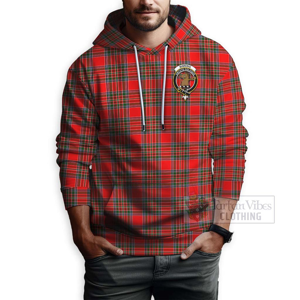 Binning Tartan Hoodie with Family Crest Celtic Skull Style - Tartan Vibes Clothing