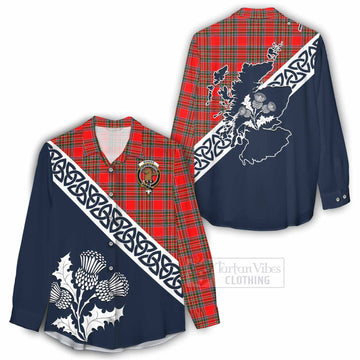 Binning Tartan Women's Casual Shirt Featuring Thistle and Scotland Map - Tartan Vibes Clothing