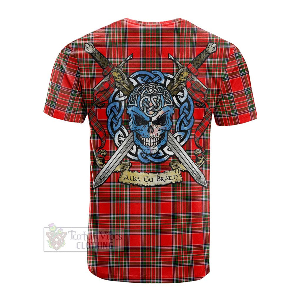 Binning Tartan Cotton T-shirt with Family Crest Celtic Skull Style Men's Shirt - Tartan Vibes Clothing