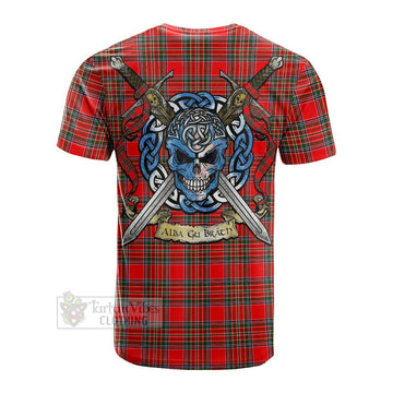 Binning Tartan Cotton T-shirt with Family Crest Celtic Skull Style Men's Shirt - Tartan Vibes Clothing
