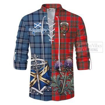 Binning Tartan Ghillie Kilt Shirt Happy St. Andrew's Day Half Tartan Style - Tartan Vibes Clothing