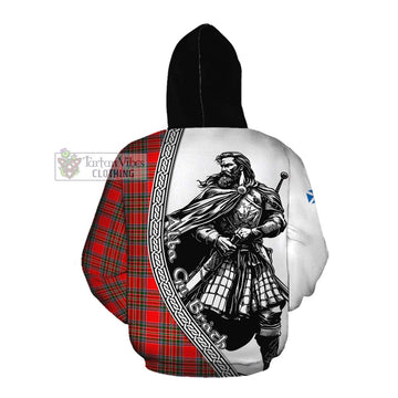 Binning Tartan Clan Crest Cotton Hoodie with Highlander Warrior Celtic Style Pullover Hoodie - Tartan Vibes Clothing