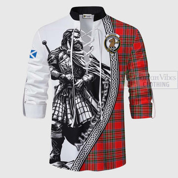 Binning Tartan Clan Crest Ghillie Kilt Shirt with Highlander Warrior Celtic Style - Tartan Vibes Clothing