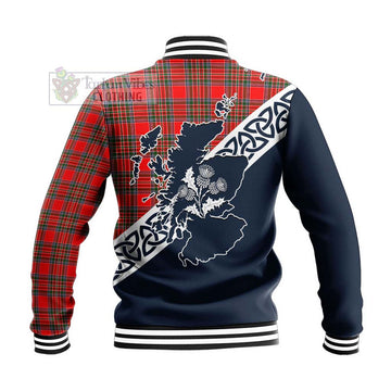 Binning Tartan Baseball Jacket Featuring Thistle and Scotland Map - Tartan Vibes Clothing
