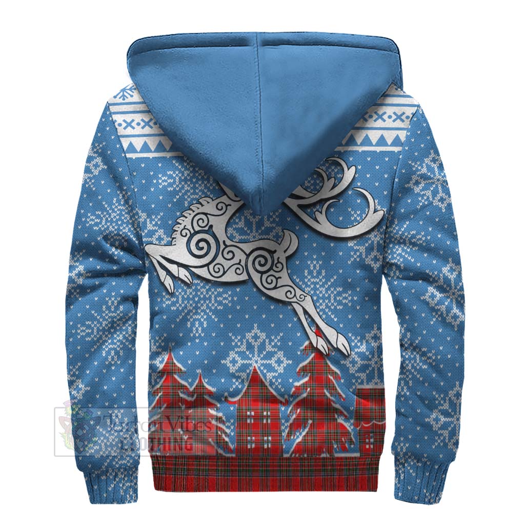 Binning Clan Christmas Sherpa Hoodie Celtic Reindeer Style - Tartan Vibes Clothing